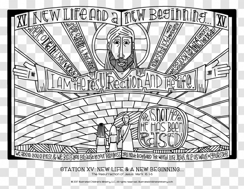 Stations Of The Cross Coloring Book Resurrection Jesus Christian - Art Transparent PNG