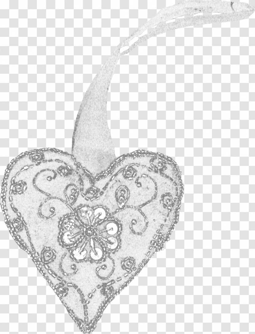 Holiday Heart - Drawing - Silver Motif Transparent PNG