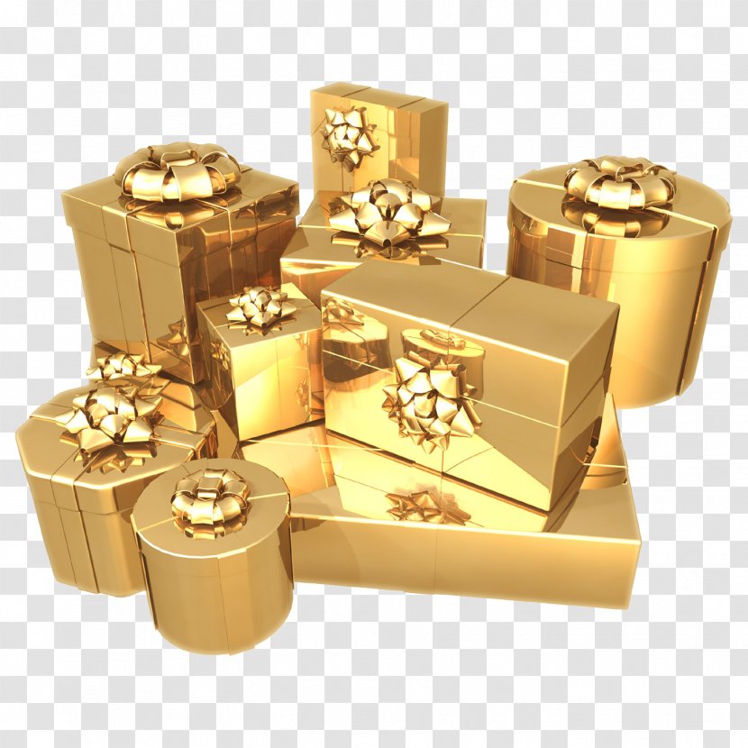 Paper Gift Gold Box Birthday - Wrapping - Image Transparent PNG