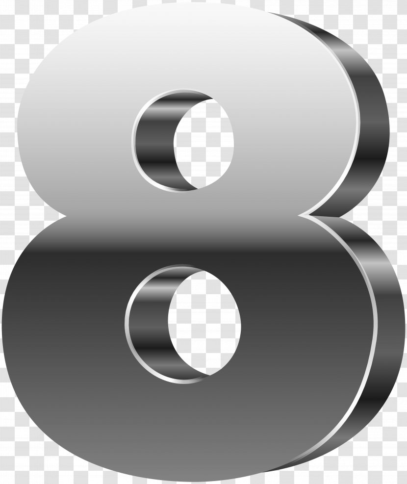 Number Eight 3D Silver Clip Art Image - Text Transparent PNG