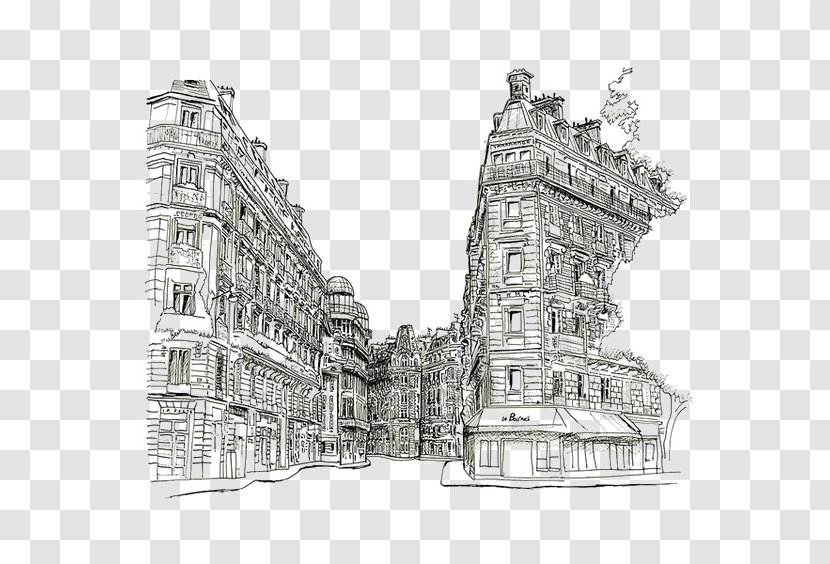 Paris Fashion Week 2016 Drawing Watercolor Painting Sketch - Pencil - City Transparent PNG