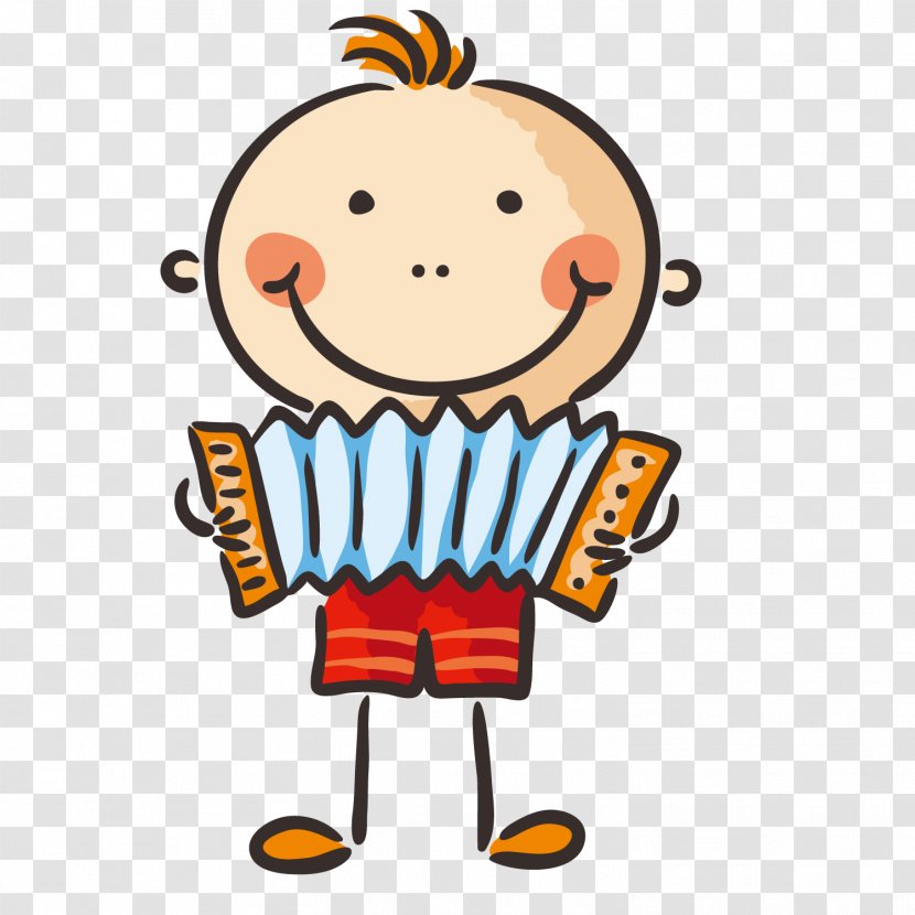 Musical Instrument Play Child Clip Art - Watercolor - The Boy With Accordion Transparent PNG
