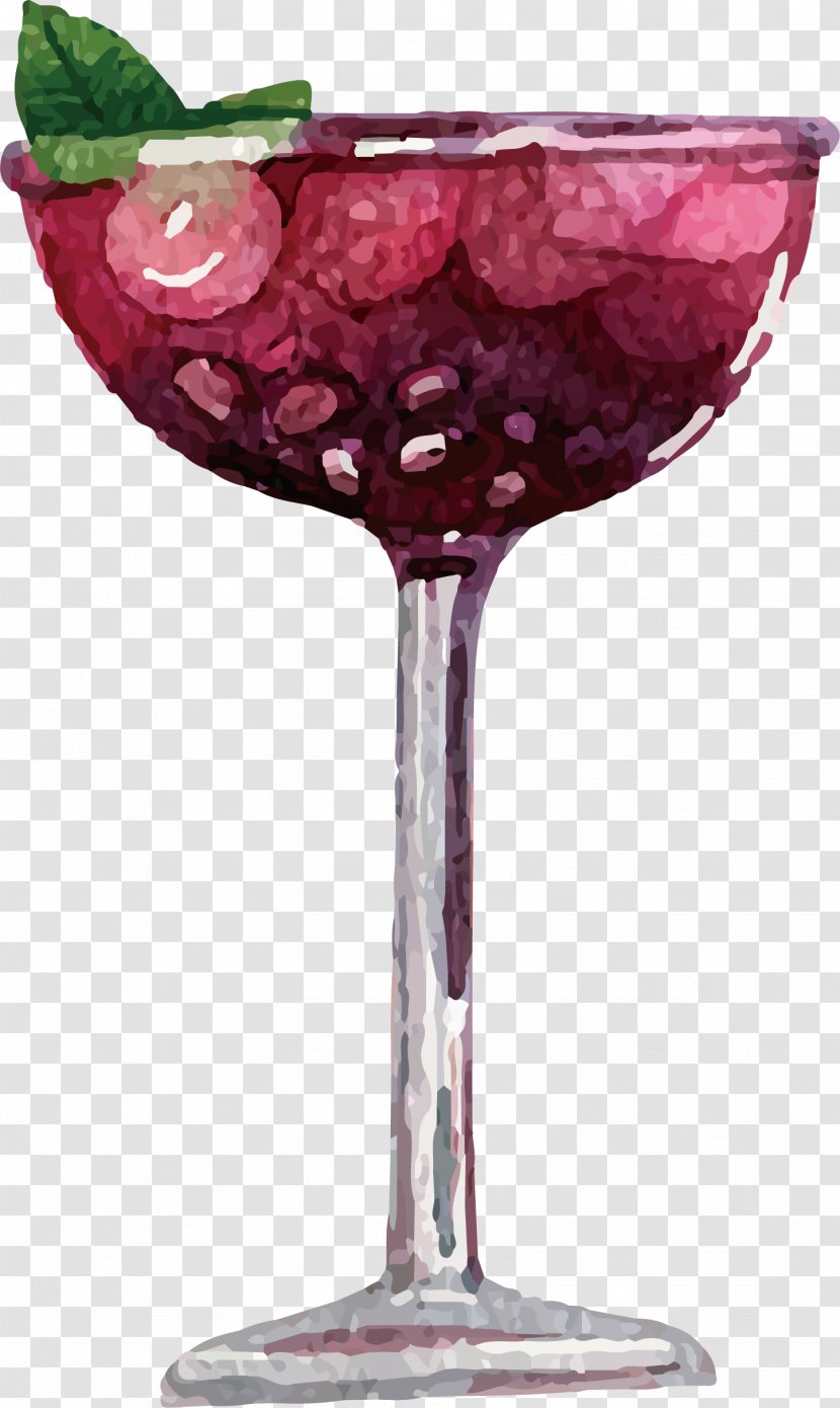 Wine Cocktail Juice Garnish Glass - Champagne Stemware - Purple Grape Transparent PNG