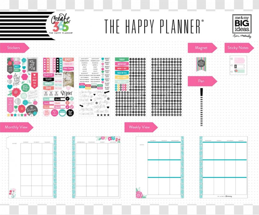 Paper Me & My BIG Ideas Flower Sticker Box - Text - Happy Planner Transparent PNG