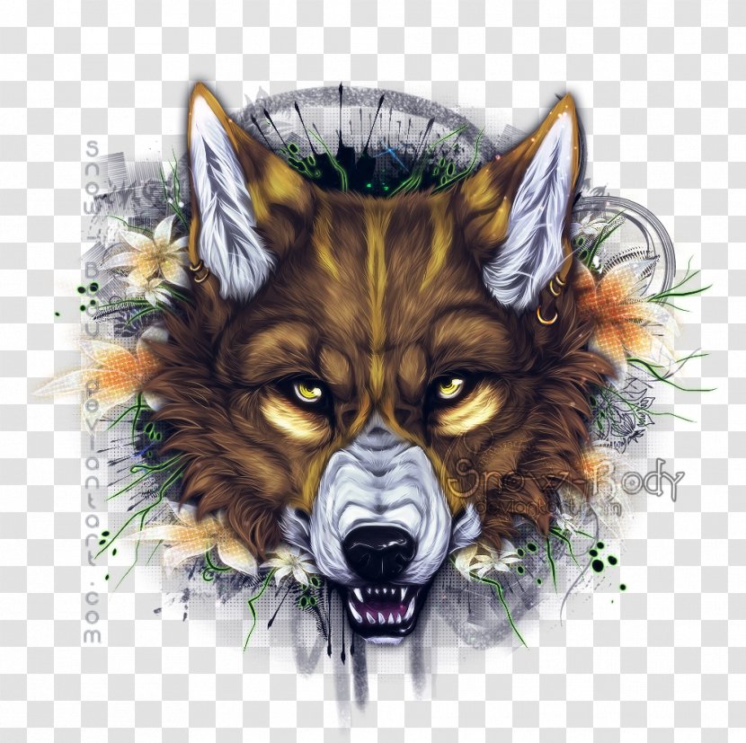 Dog Drawing Maned Wolf Growling Red - Carnivoran - Vector Transparent PNG