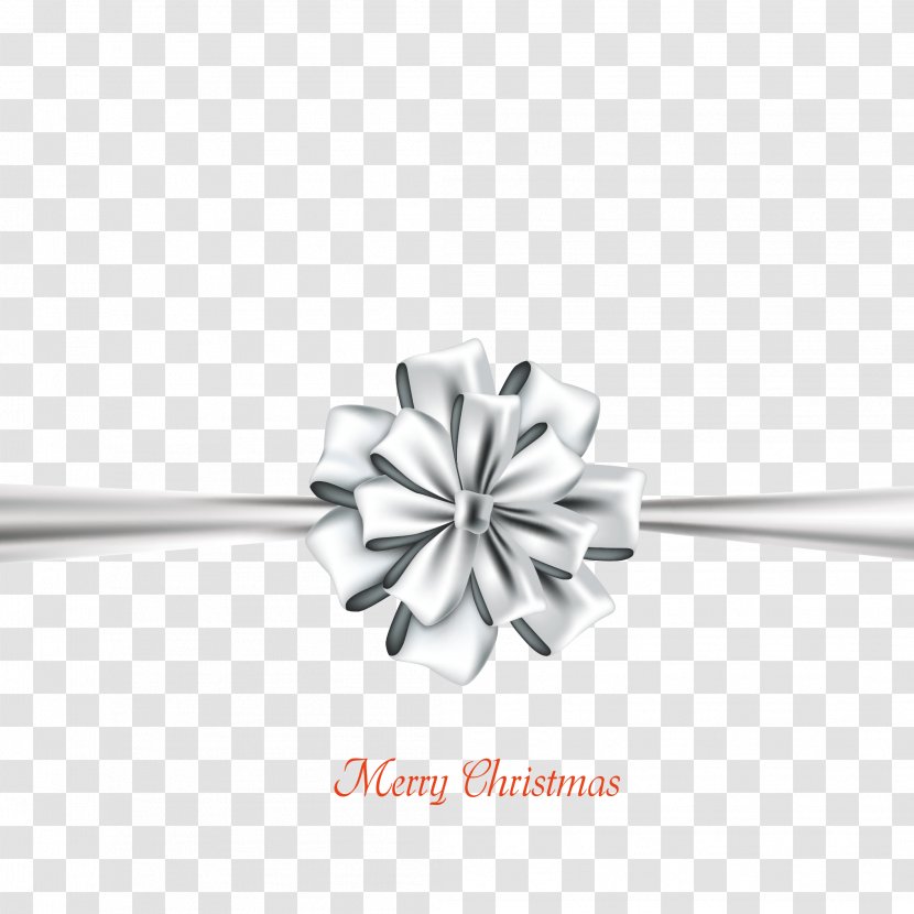 Ribbon Christmas Silver - Bows Card Vector Material Transparent PNG