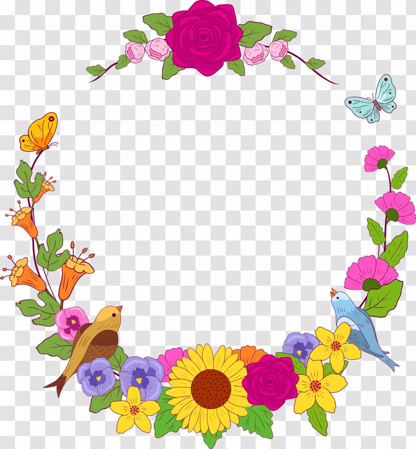 Cut Flowers Floral Design Flyer Clip Art - Flower Wreath Transparent PNG
