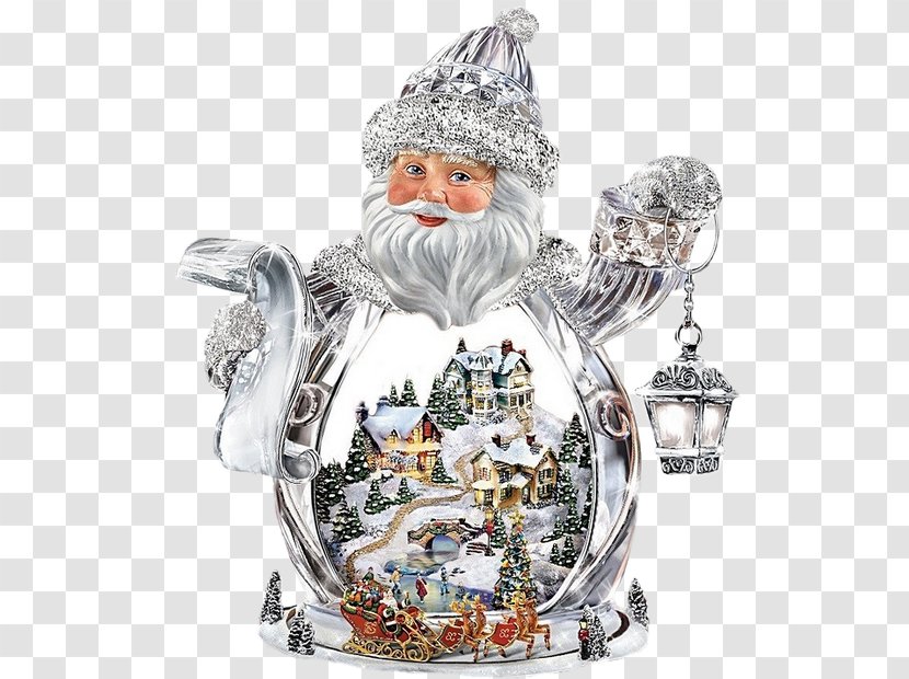 Santa Claus Figurine Christmas Painting Deck The Halls - Thomas Kinkade Transparent PNG