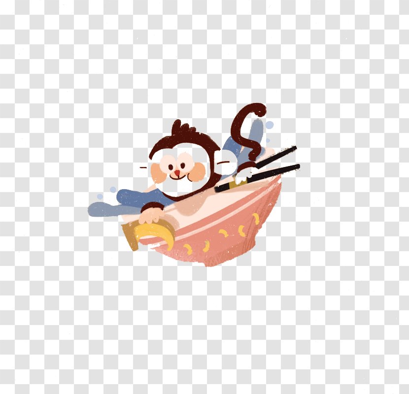 Monkey Cartoon Icon - Train - Creative Hand-painted And Bowl Transparent PNG