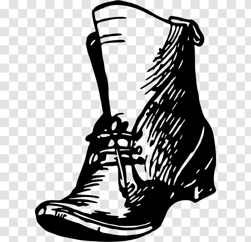 Hiking Boot Shoe Clip Art - Black And White Transparent PNG