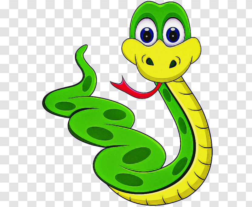 Green Cartoon Serpent Mamba Snake Transparent PNG