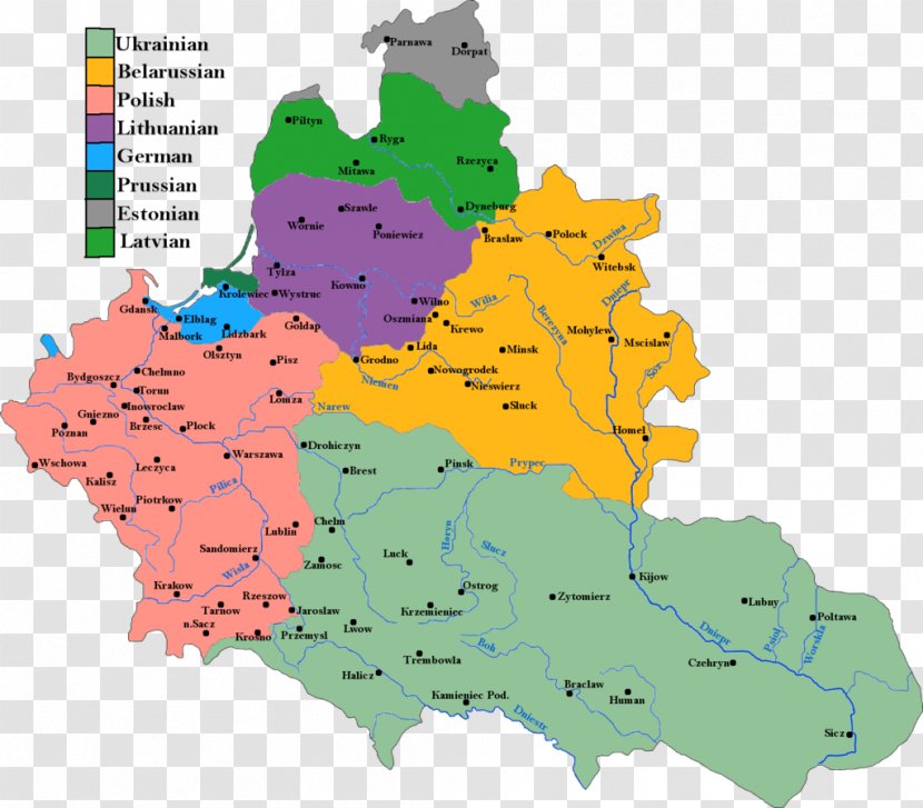 Polish–Lithuanian Commonwealth Map Second Polish Republic - Lithuania Transparent PNG