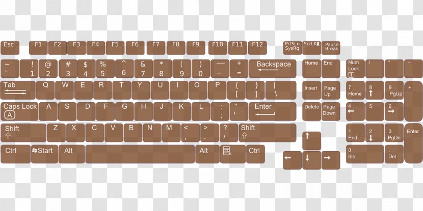 Computer Keyboard Layout Clip Art - Shortcut - Brown Transparent PNG