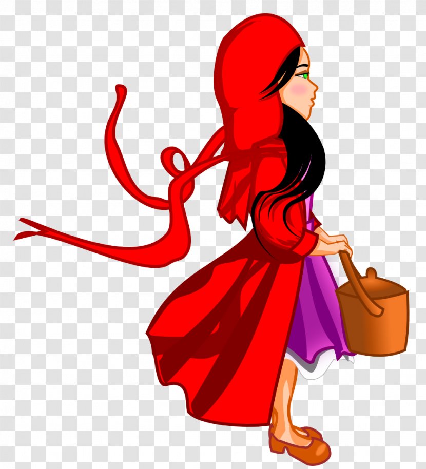 Little Red Riding Hood Big Bad Wolf Clip Art - Woman - Hat Transparent PNG