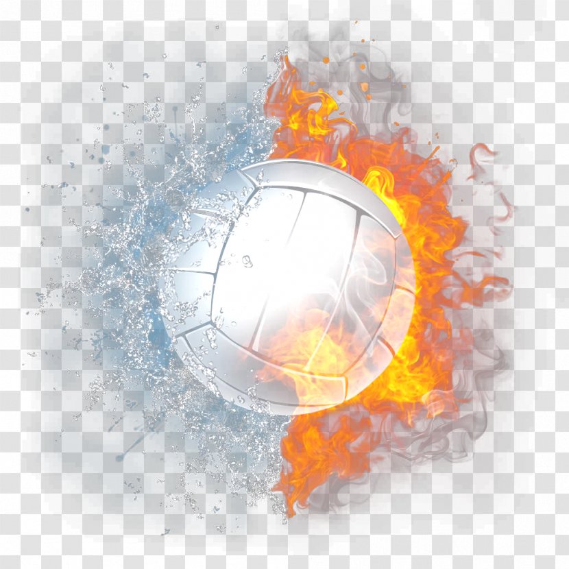 Flame - Designer - HD Creative Visual Fire And Water Volleyball Pictures Transparent PNG