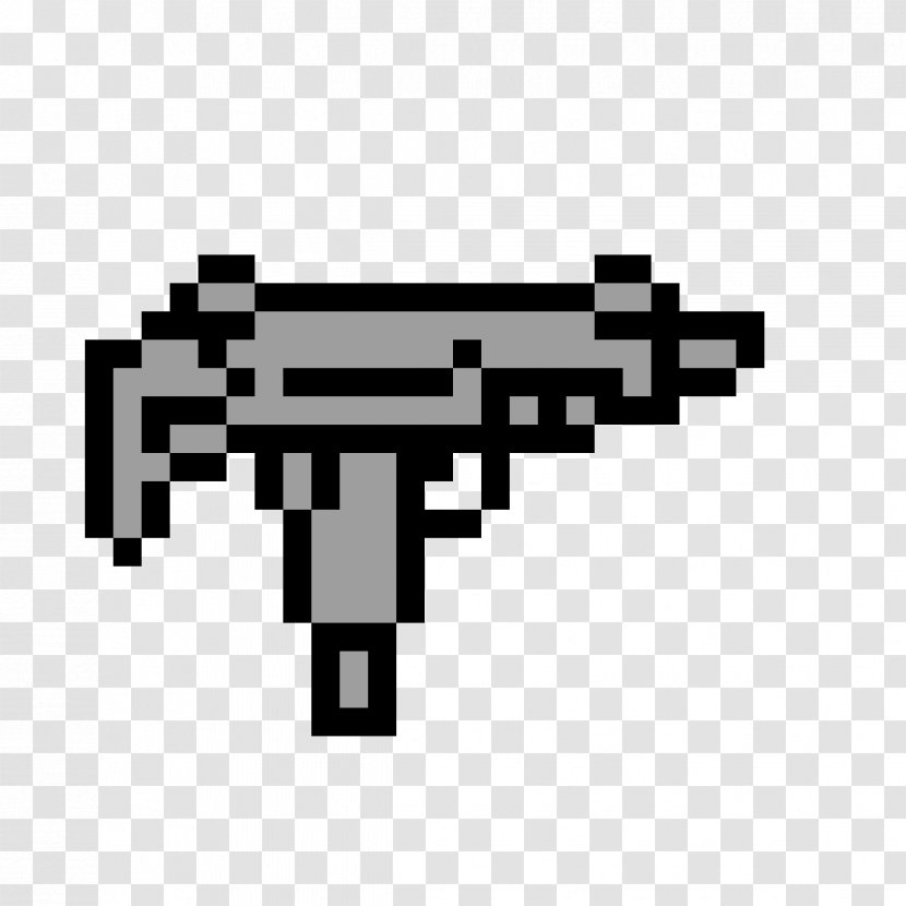 Firearm Gun Weapon Uzi Pixel Art - Heart Transparent PNG