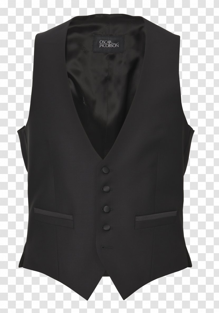 Gilets Suit Leather Jacket Waistcoat - Black - Clothes Button Transparent PNG