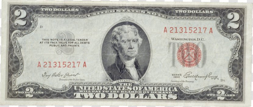 United States Two-dollar Bill Banknote One-dollar Note Silver Certificate - Dollar - Money Image Transparent PNG
