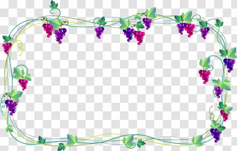 Cartoon Child Illustration - Animation - Painted Grapes Border Transparent PNG