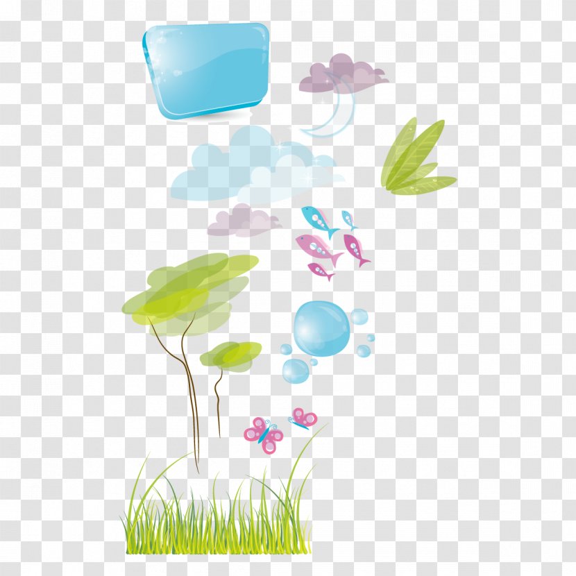Euclidean Vector Clip Art - Product - Grass Tree And Clouds Transparent PNG