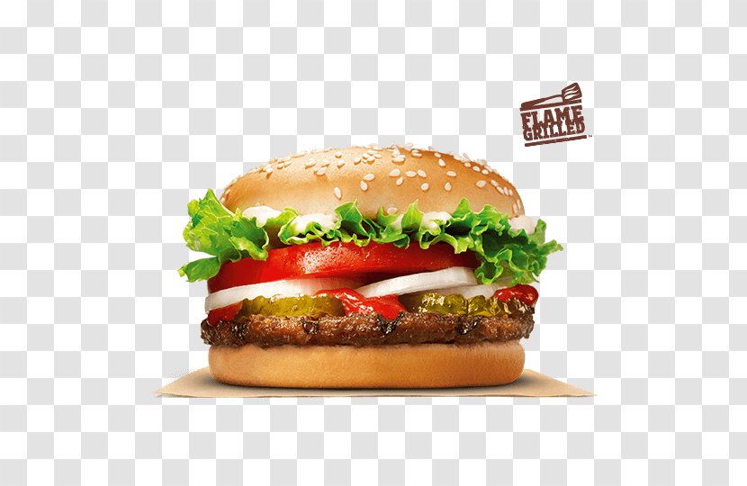 Whopper Cheeseburger Hamburger Chicken Sandwich Fast Food - Recipe - Burger King Transparent PNG