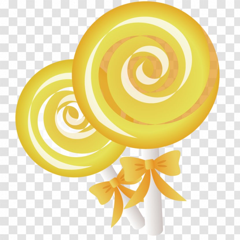 Lollipop Yellow Food Candy - Spiral - Vector Dessert Transparent PNG