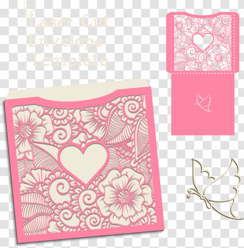 Paper Wedding Invitation Envelope - Die - Hibiscus Flower Pink Transparent PNG