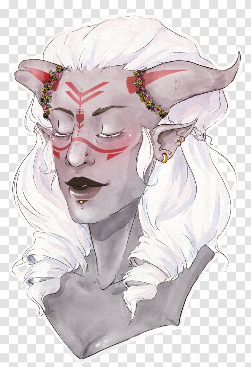 Dragon Age: Inquisition Illustration Drawing Art /m/02csf - Body Piercing - Antlers With Flowers Transparent PNG