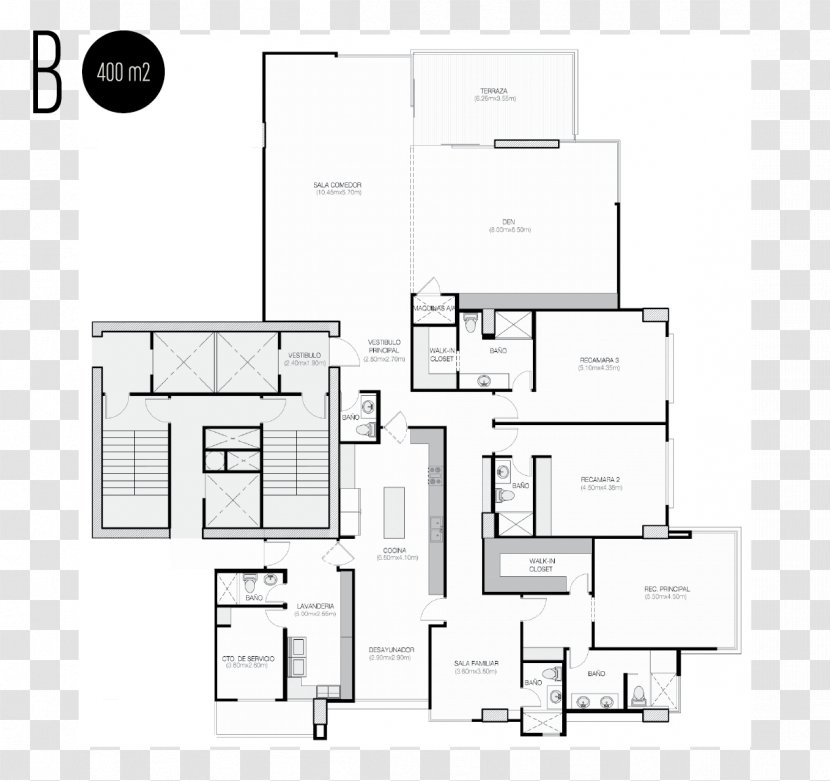 Floor Plan House Architecture Santa María Golf & Country Club Apartment - Black And White Transparent PNG