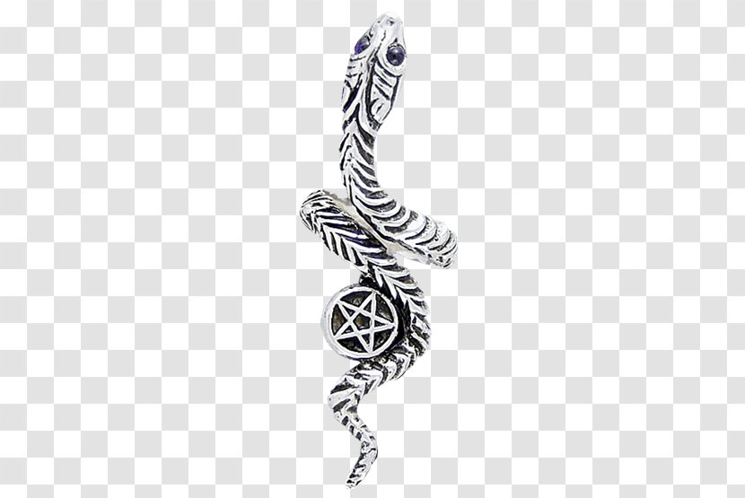 Reptile Snake Pentacle Pentagram Silver - Body Jewelry Transparent PNG