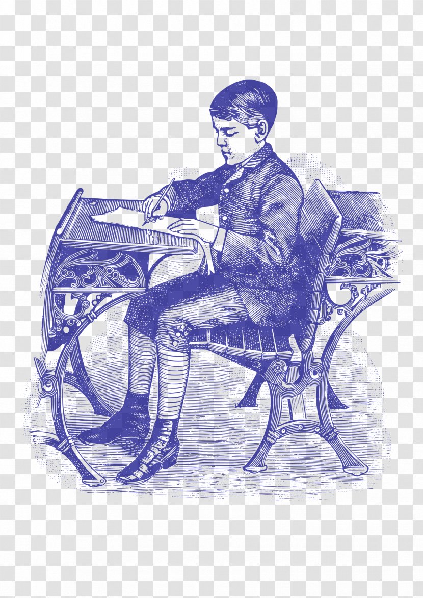 School Victorian Era Child Clip Art - Watercolor - Boy Writing Transparent PNG