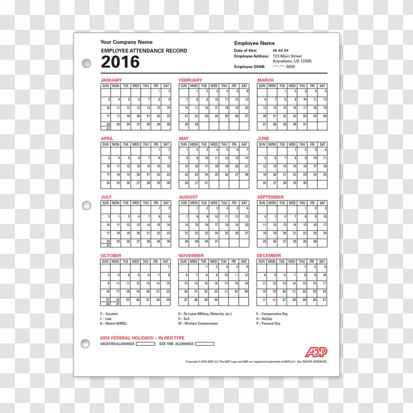 Calendar Template Payroll Attendance Tracking Form - Heart Transparent PNG