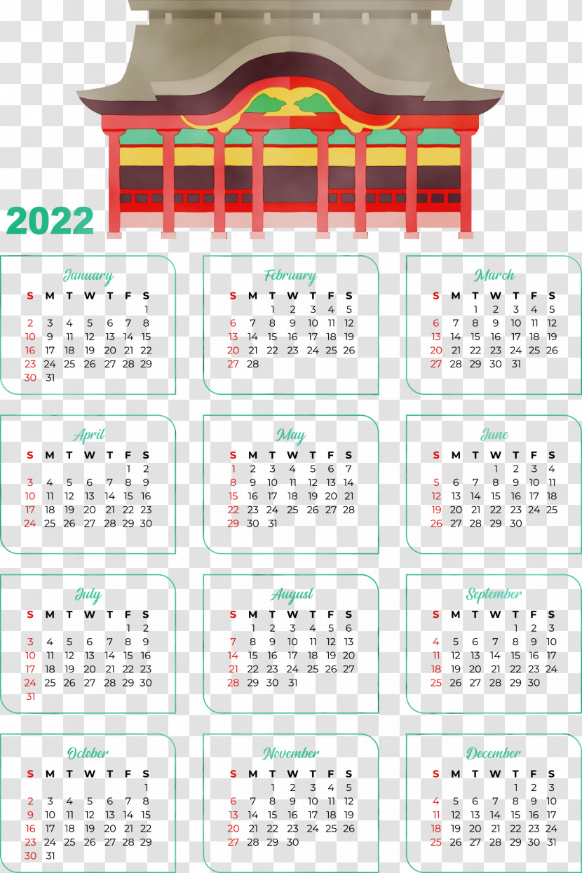 Calendar System 2022 Architecture Flat Design Holiday Transparent PNG