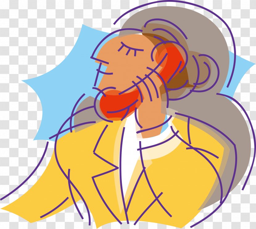 Telephone Cartoon Drawing - Heart - The Man On Phone Transparent PNG