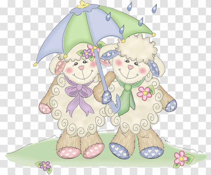 Sheeps Head Easter Drawing Christmas Clip Art - Tree - Two Umbrella Sheep Transparent PNG