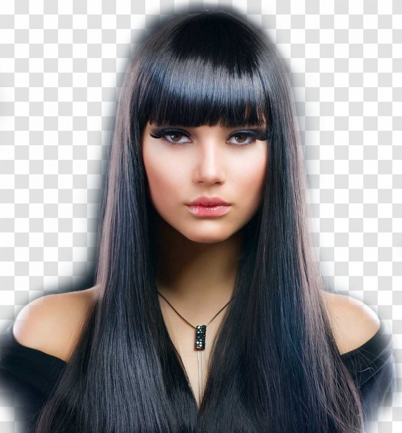 Hairstyle Black Hair Updo Bangs - Wig Transparent PNG