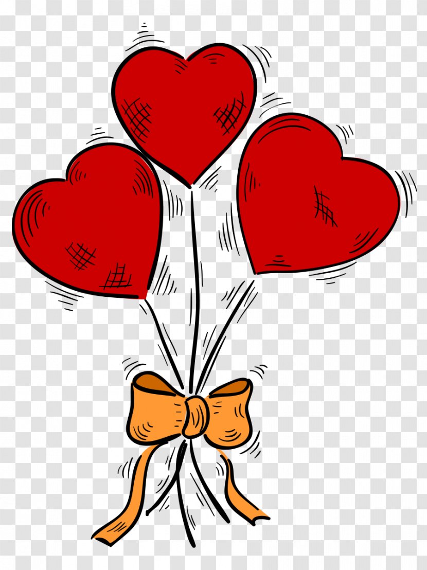 Red Floral Design - Heart - Love Vector Balloon Transparent PNG