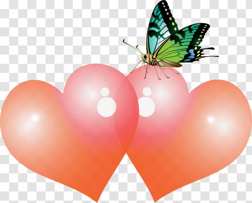 Butterfly Heart Love - Watercolor Transparent PNG