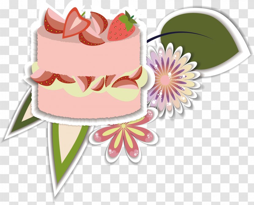 Strawberry Cream Cake Torte Birthday - Decorating - Pink Transparent PNG