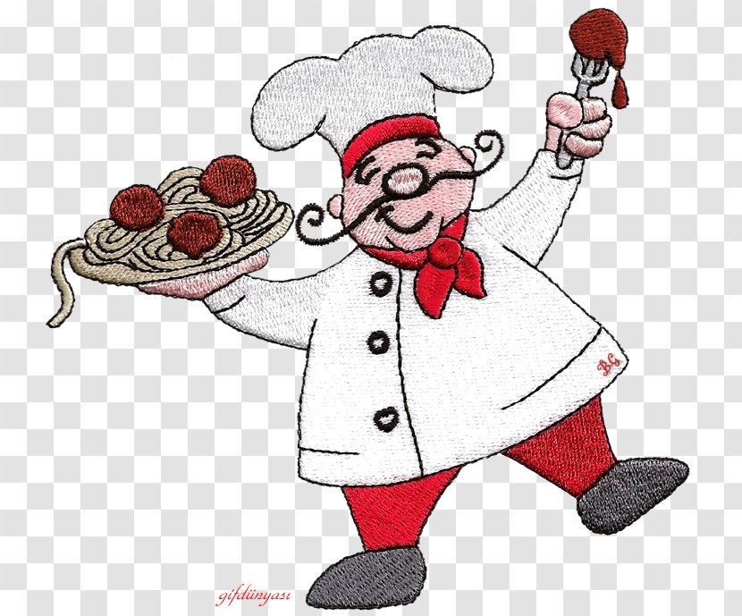 Spaghetti With Meatballs Chef Food Red Scarf - Watercolor - Heart Transparent PNG