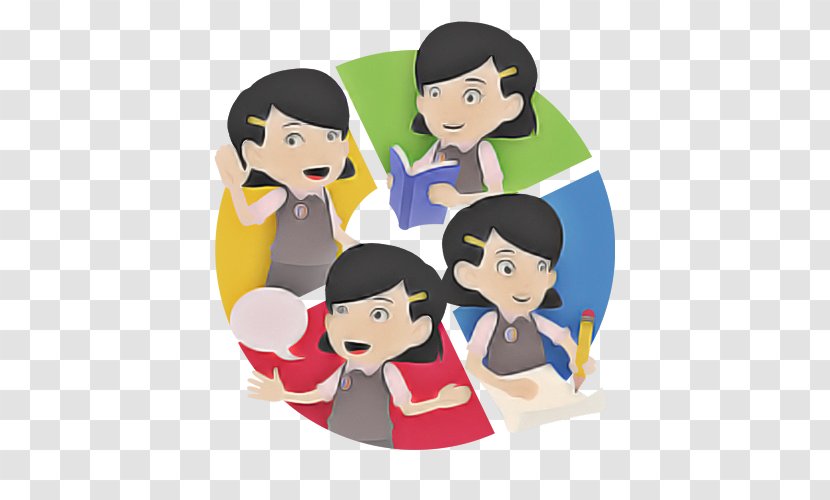 Cartoon People Black Hair Fictional Character Team - Gesture Animation Transparent PNG