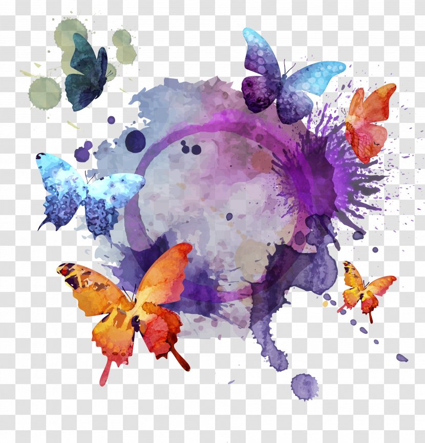 Butterfly Watercolor Painting Illustration - Moths And Butterflies - Render Transparent PNG