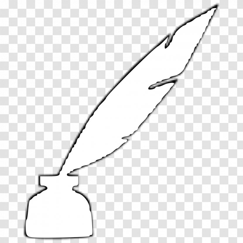 Quill Inkwell Feather - Line Art Transparent PNG