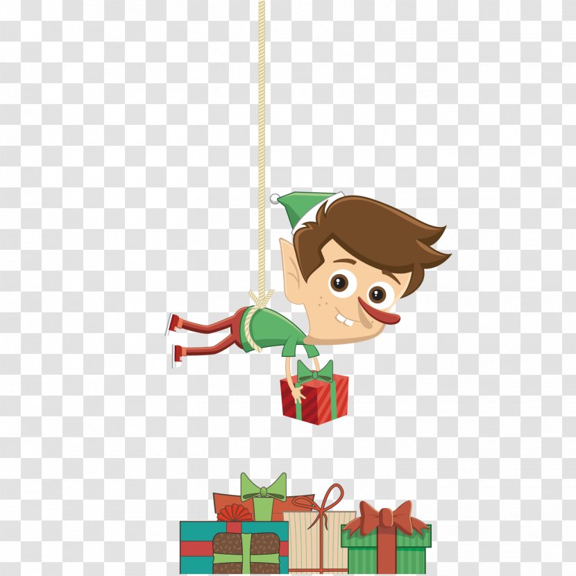 Christmas Elf Santa Claus Gift Illustration - And Gifts Transparent PNG