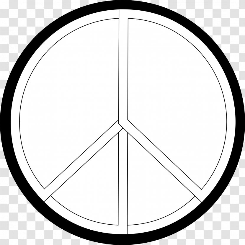 Black And White Line Art Clip - Area - Peace Symbol Transparent PNG