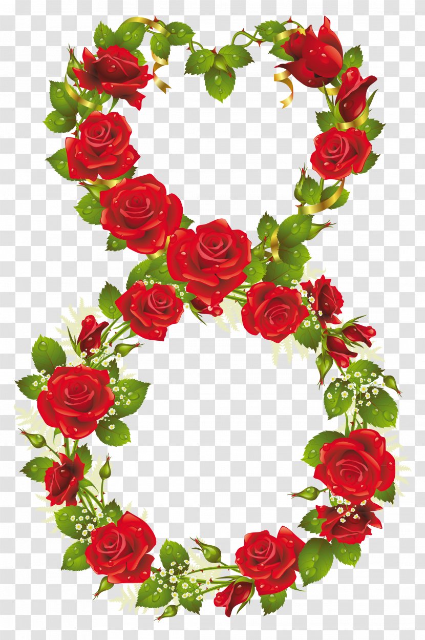 Rose Flower Heart Clip Art - March 8 Transparent PNG