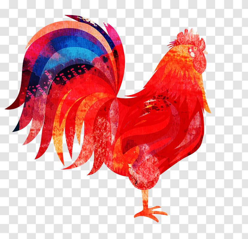 Chinese New Year Diamond Mosaic Zodiac Rooster Bainian - Feather - Cock Transparent PNG