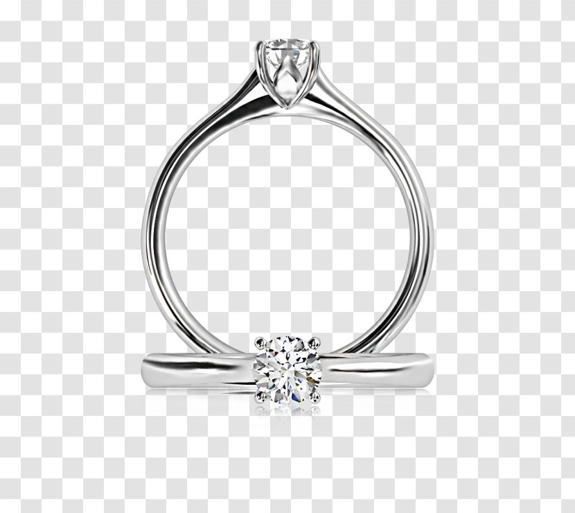 Diamond Engagement Ring Silver Cubic Zirconia - Platinum Transparent PNG