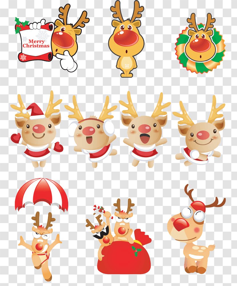 Santa Claus Reindeer Rudolph Christmas Designs Vector Graphics - Alce Cartoon Transparent PNG