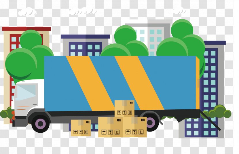 Transport Royalty-free Illustration - Warehouse - Striped Truck Vector Transparent PNG